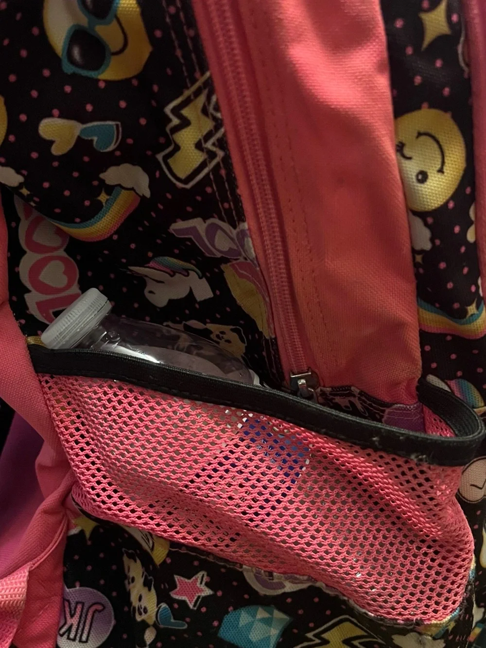 Justice Pink and Gold Emoji Print Kids Backpack